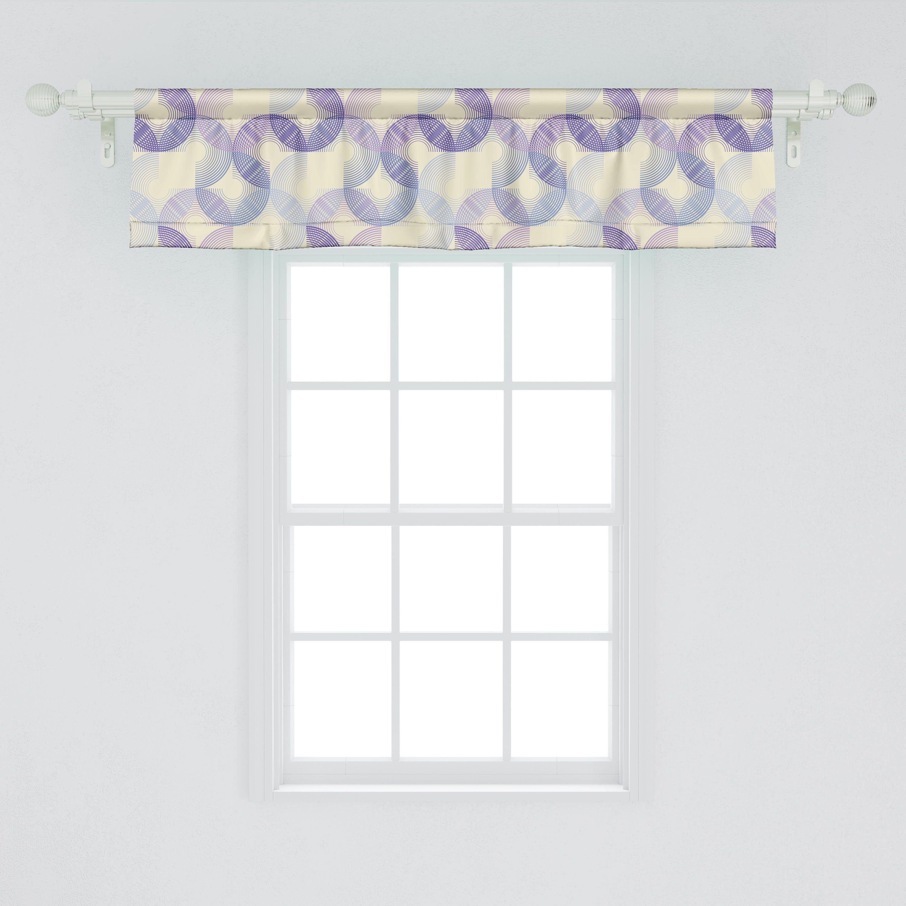 Schlafzimmer Küche Abakuhaus, mit Volant lila Dekor Scheibengardine für Tönen Vorhang Stangentasche, Retro Microfaser, Abstrakt in Discs