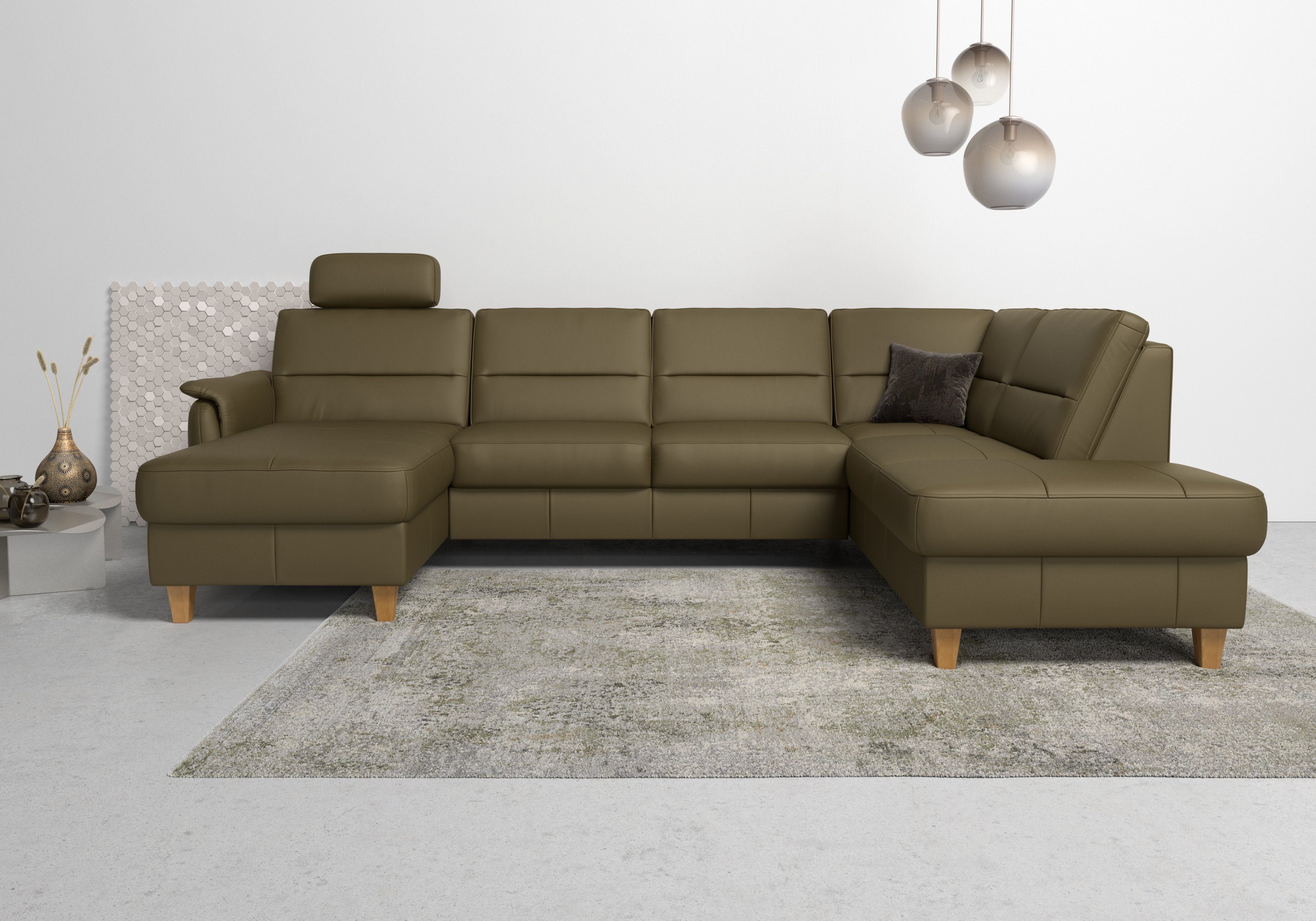 Home affaire Wohnlandschaft Palmera U-Form, B: 308 cm, optional Bettfunktion & Bettkasten, Federkern