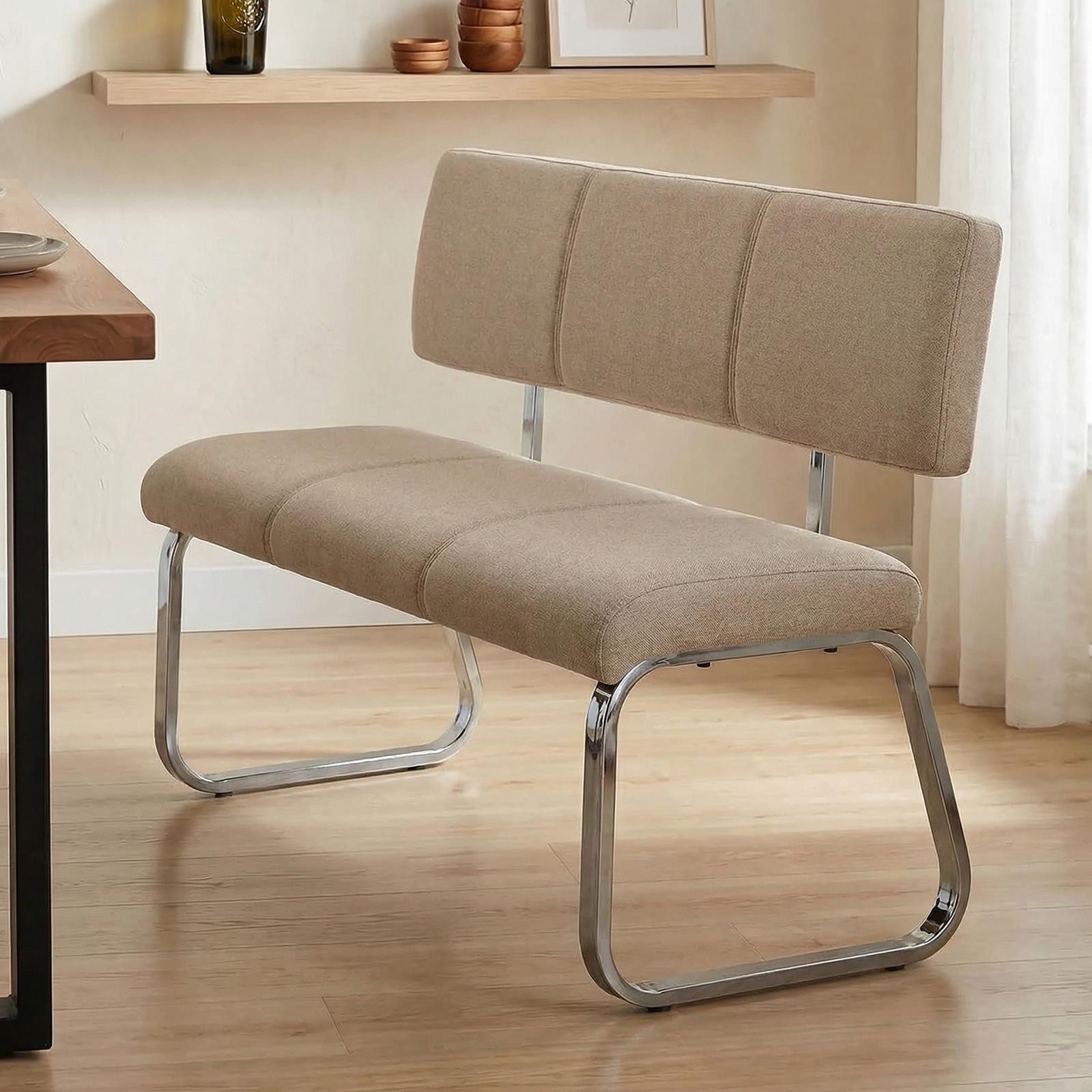 IDIMEX Essbank VILAS, Essbank mit Rückenlehne gepolstert für 3 Personen, Sitzbank beige