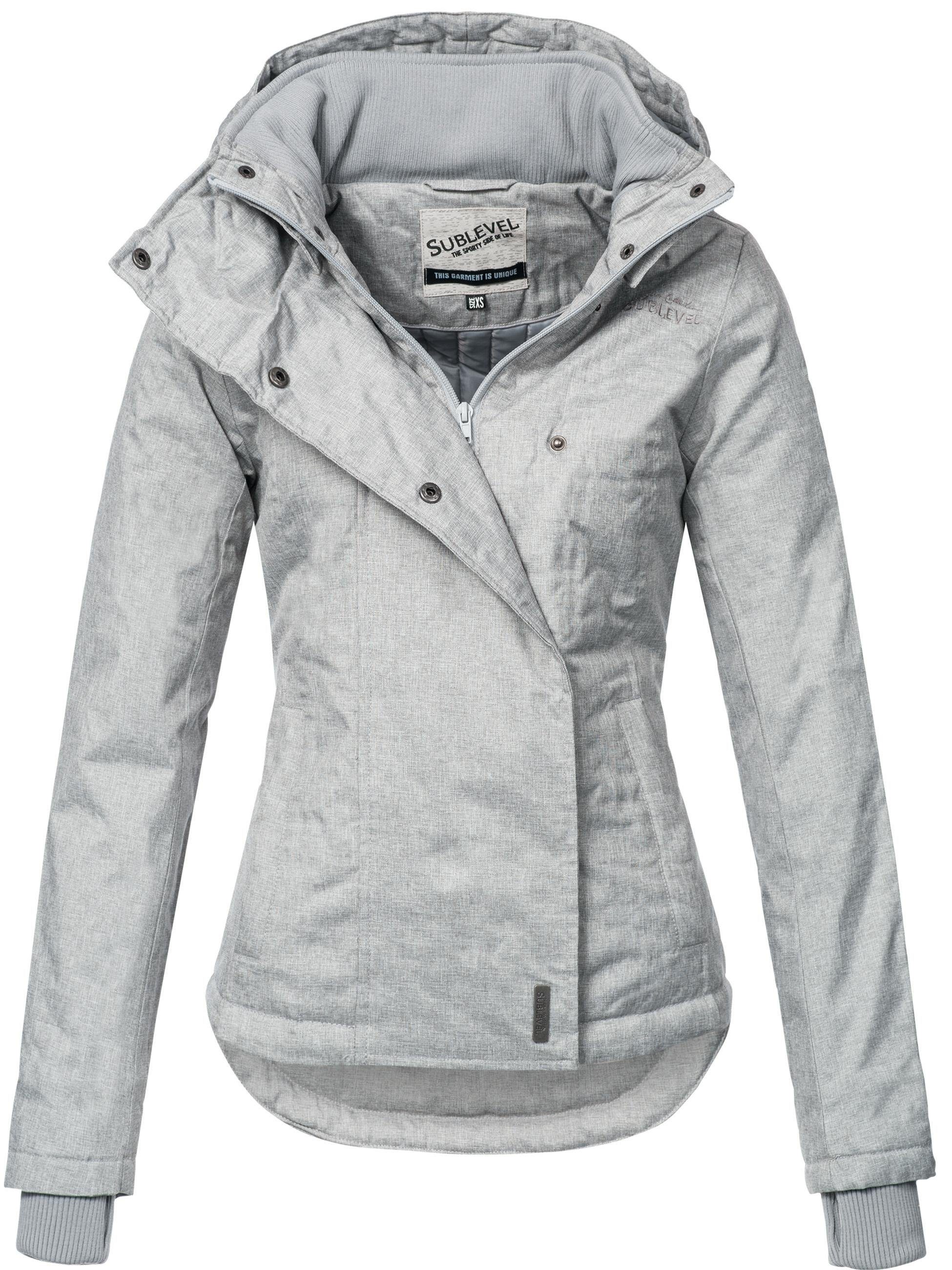 SUBLEVEL Outdoorjacke »46550D« mitteldick gefütterte Jacke Übergangsjacke Sublevel Damen Lederärmel aus