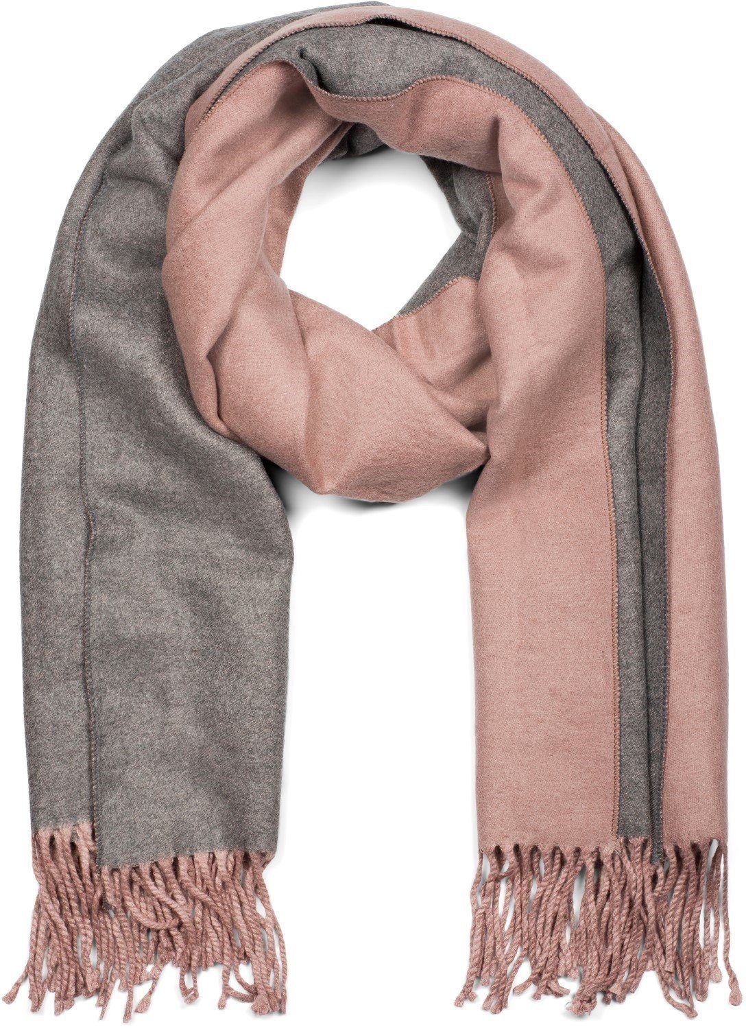styleBREAKER Modeschal 2-Farbiger Schal mit Fransen, (1-St) günstig online kaufen