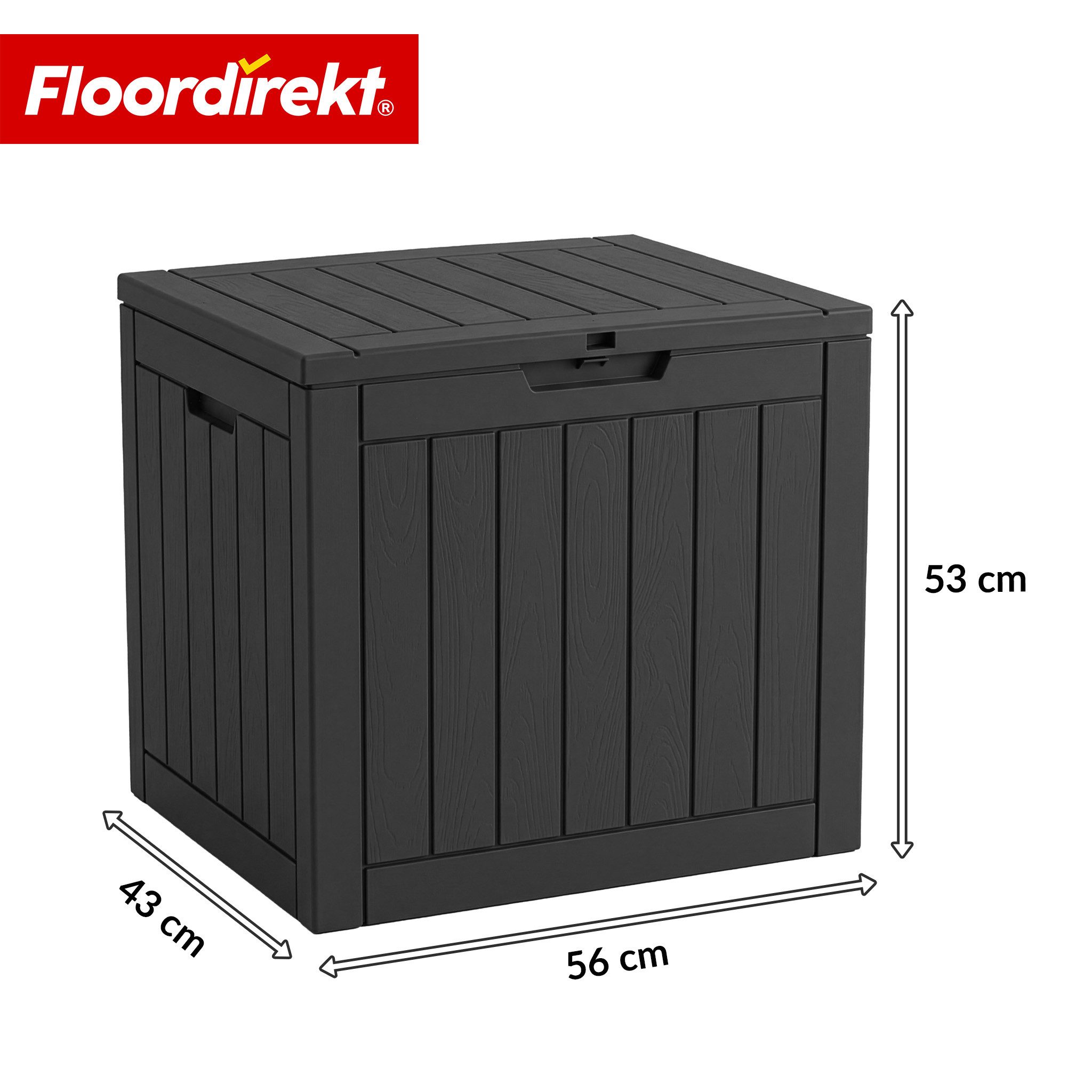 Floordirekt Gartenbox Floordirekt Gartenbox Holz-Optik wetterfeste Kissenbox 118L 270L 300L (Vorrichtung für Vorhängeschloss), Robuste Holz-Optik in Anthrazit oder Braun