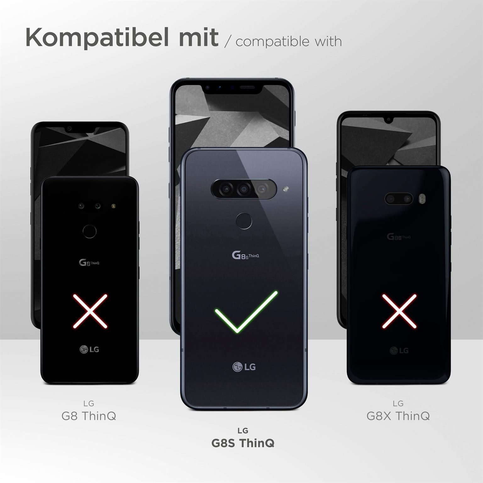 moex Handyhülle für LG G8s ThinQ Hülle Leder Optik Pull Case Türkis 6,21 Zoll, Holster Handytasche Schutzhülle Sleeve Hülle Etui 360 Grad Schutz Dünn