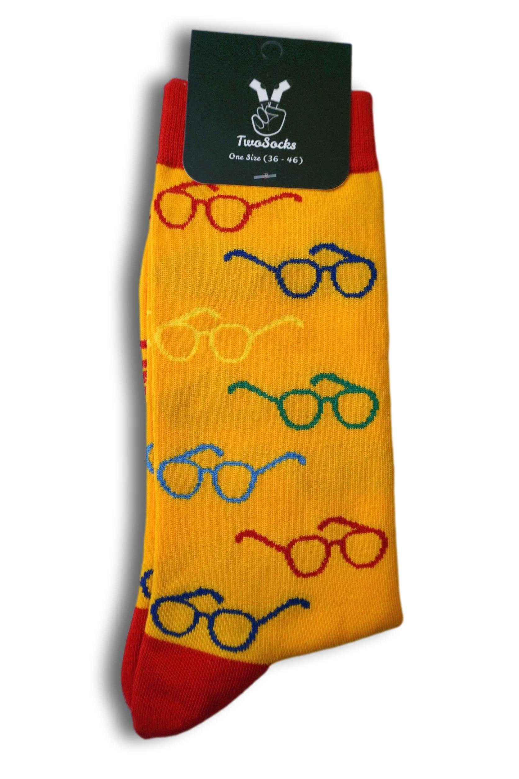 Wäsche/Bademode Strümpfe TwoSocks Freizeitsocken Brillen Socken lustige Socken Herren & Damen aus Baumwolle, Einheitsgröße
