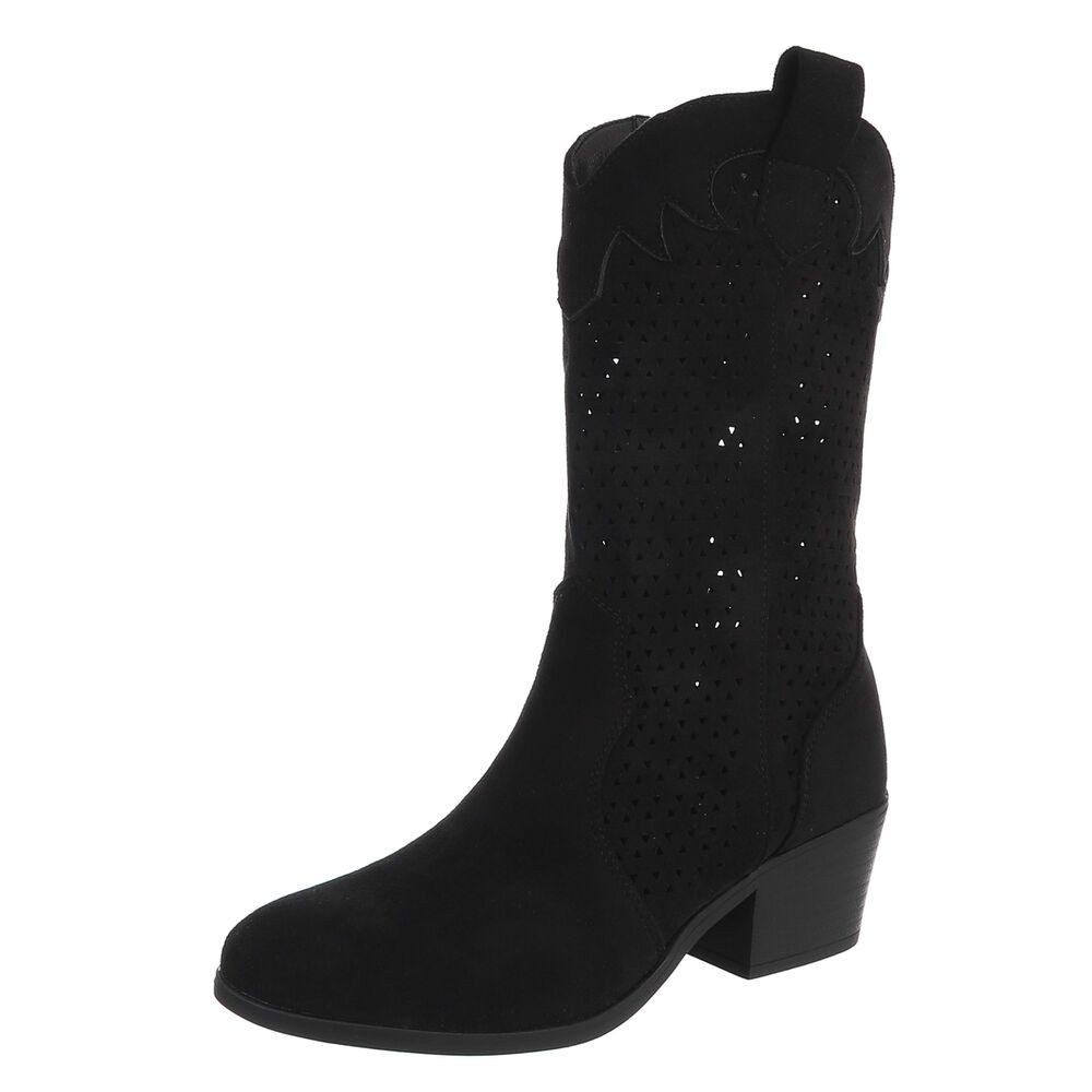 Ital-Design Moderne Damen-Stiefel mit Lochmuster und Blockabsatz Sommerboot günstig online kaufen