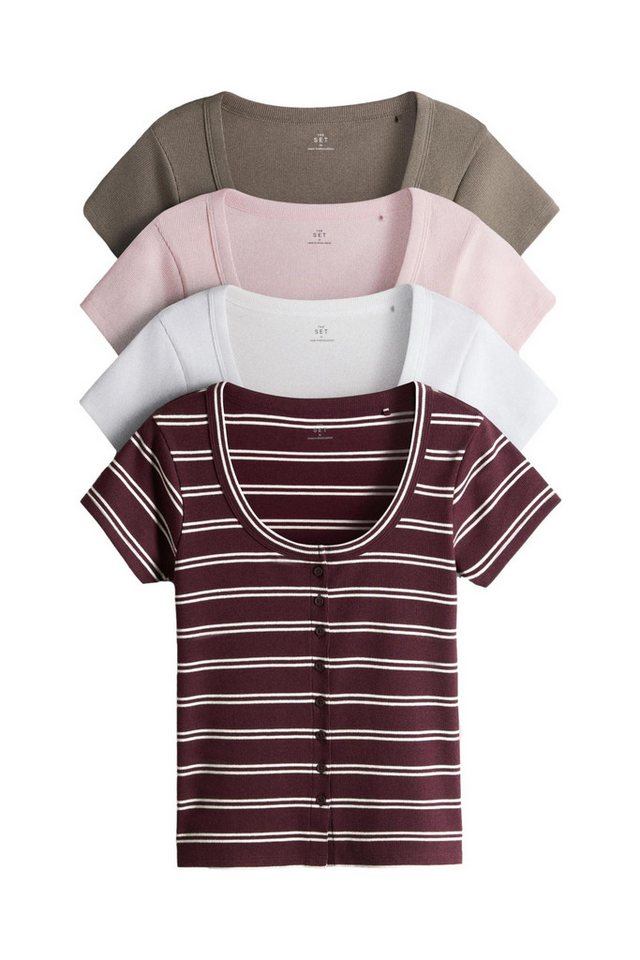 The Set T-Shirt The Set Oberteile mit Knopfleiste, 4er-Pack (4-tlg)