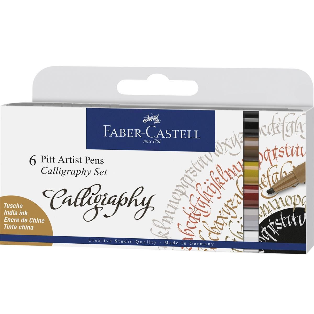 Faber-Castell Kalligraphie-Stift Faber-Castell Pitt Artist Pen Callygraphy Tintenschreiber - 6er Etui