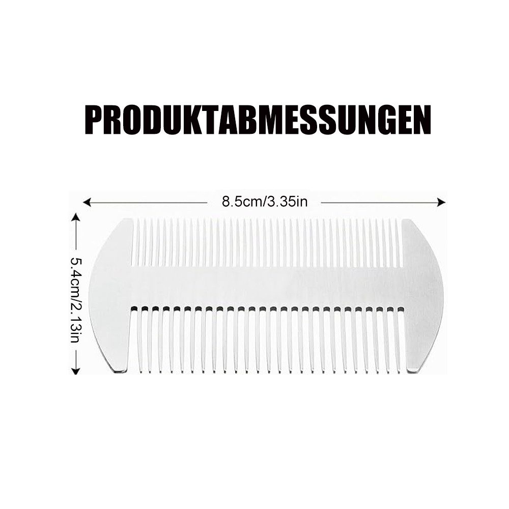 TUWENA Bartkamm Metallkamm, Antistatischer Bartkamm EDC-Kamm im Kreditkartenformat, Für Brieftasche und Tasche, Antistatischer Bartkamm mit Doppelseitiger