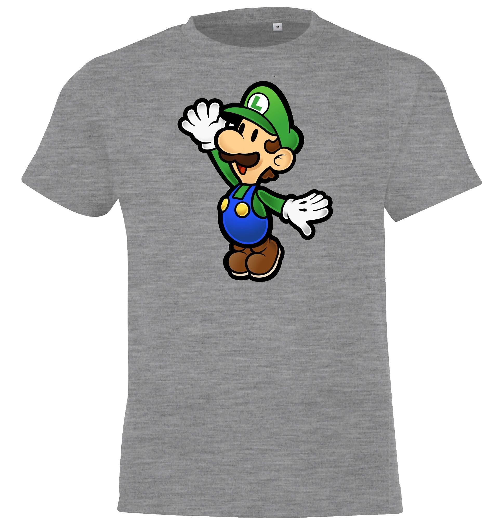 Youth Mit Grau T-Shirt T-Shirt Front Modell Print trendigem Kinder Luigi Designz