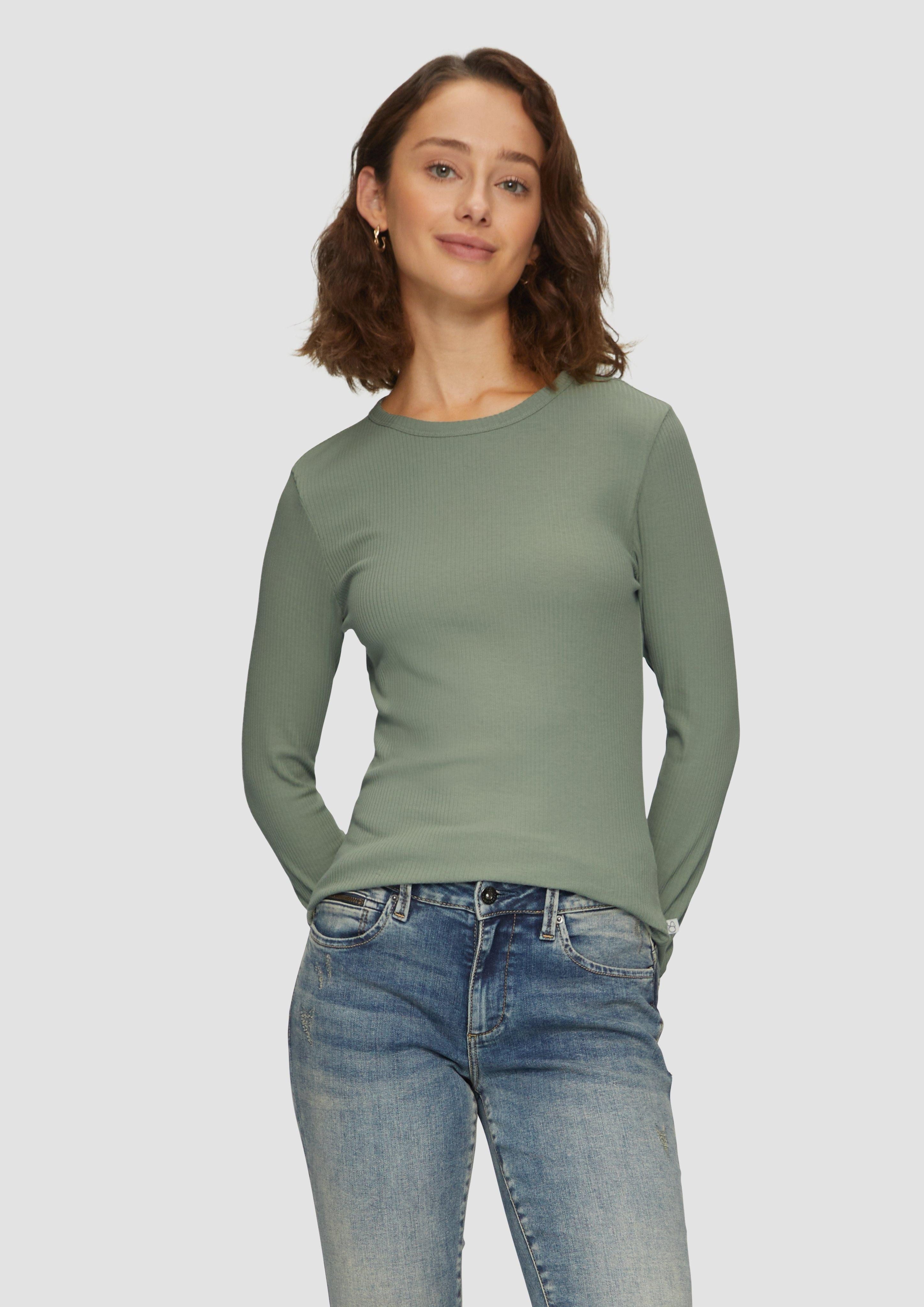 QS Langarmshirt Geripptes Longsleeve im Slim günstig online kaufen