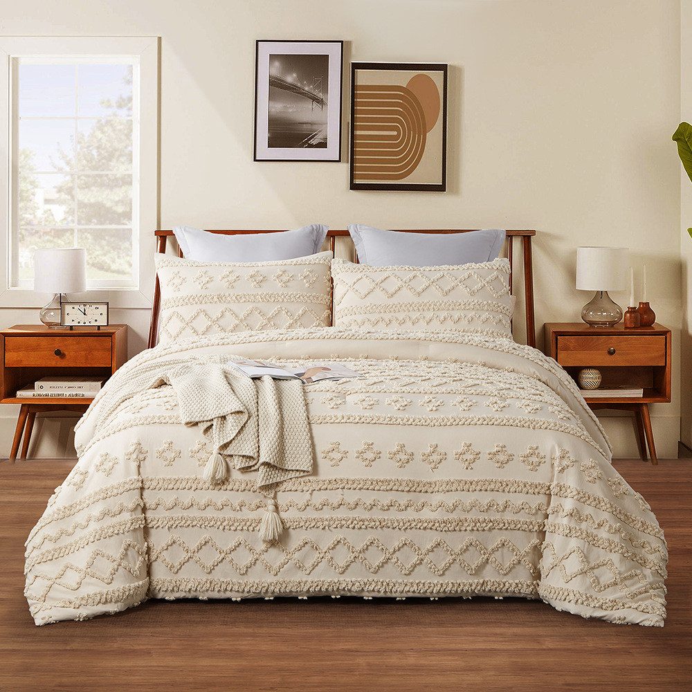 wohnTRAUM24 Bettwäsche Bettwäsche Getuftet 135x200,200x200cm,Stickerei Shab günstig online kaufen