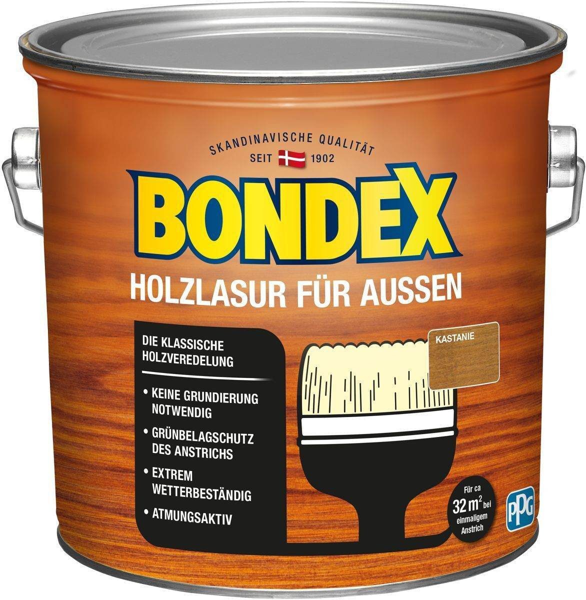Bondex Holzschutzlasur Holzlasur für Außen Kastanie 2,50l