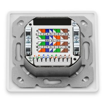 deleyCON deleyCON 2x CAT6a Netzwerkdose 1x RJ45 Port Geschirmt Aufputz Netzwerk-Adapter