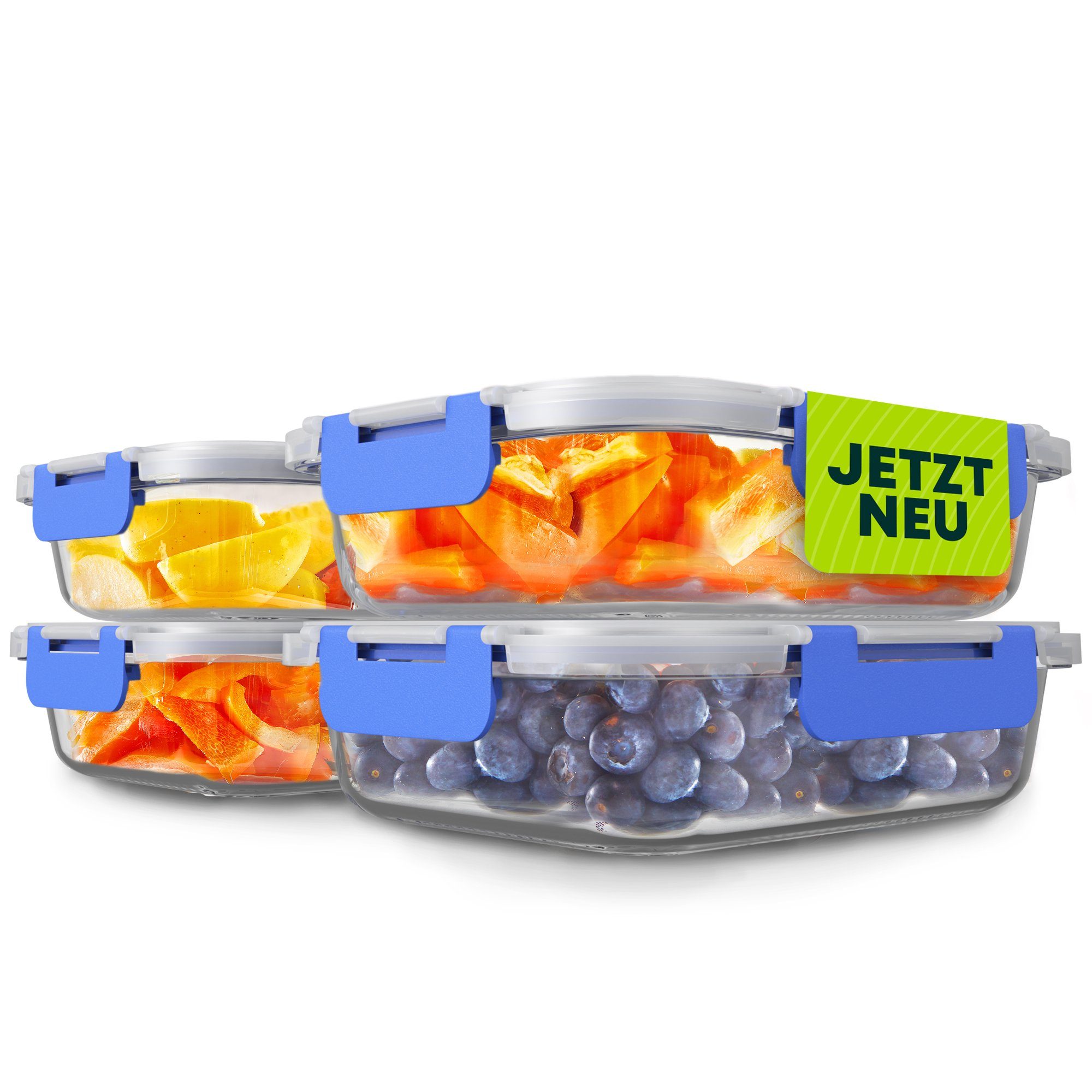 Goldhofer Vorratsglas Glasbehälter mit Deckel luftdicht & BPA-frei ideal als Meal Prep Boxen, (Spar-Set, 1-tlg., verschiedene Setgrößen), Hitzebeständig ohne Deckel, Backen ohne Deckel