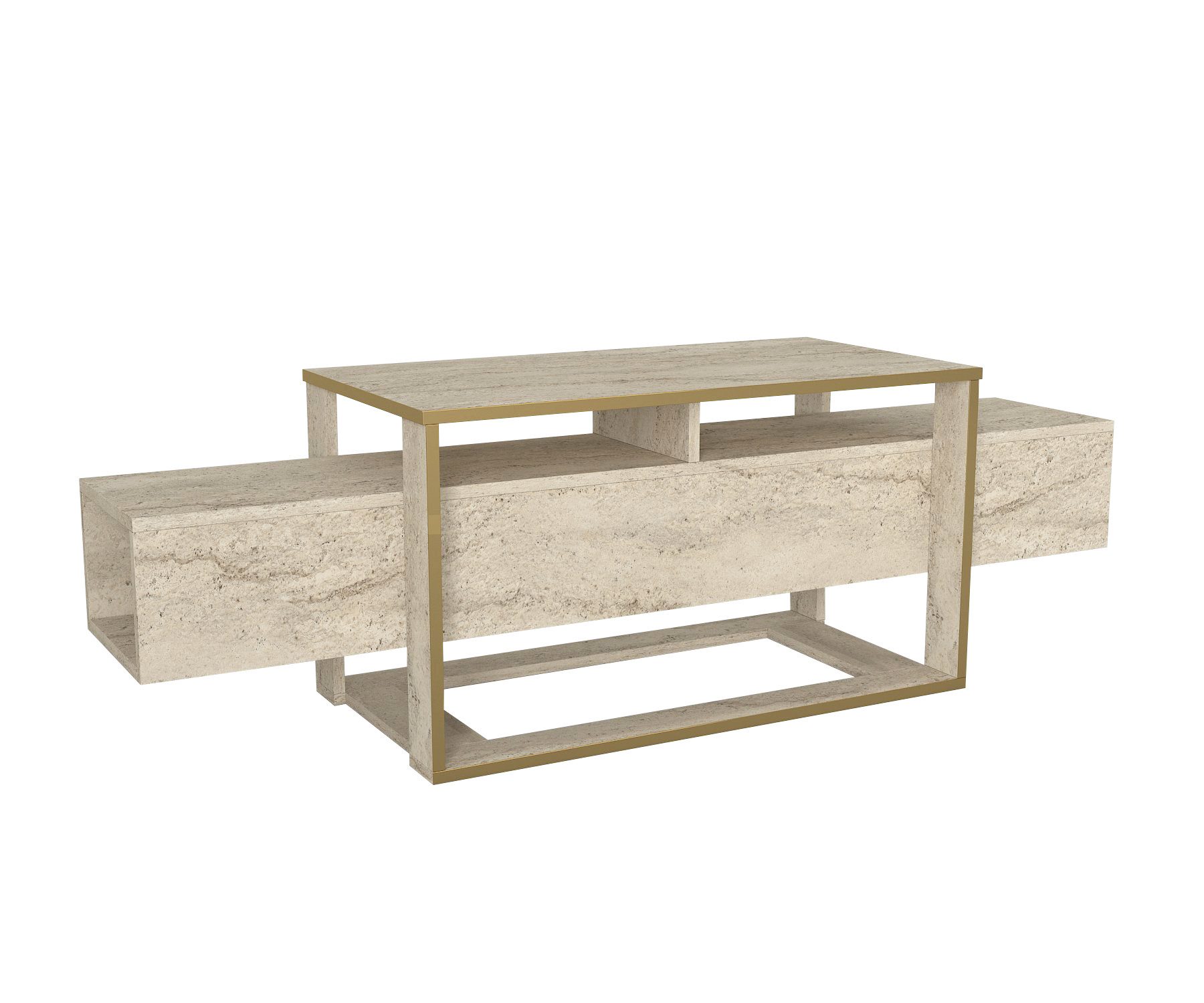 moebel17 Lowboard Lowboard Beige mit Granit Optik (Einzelmöbel, 1 St., TV-L günstig online kaufen