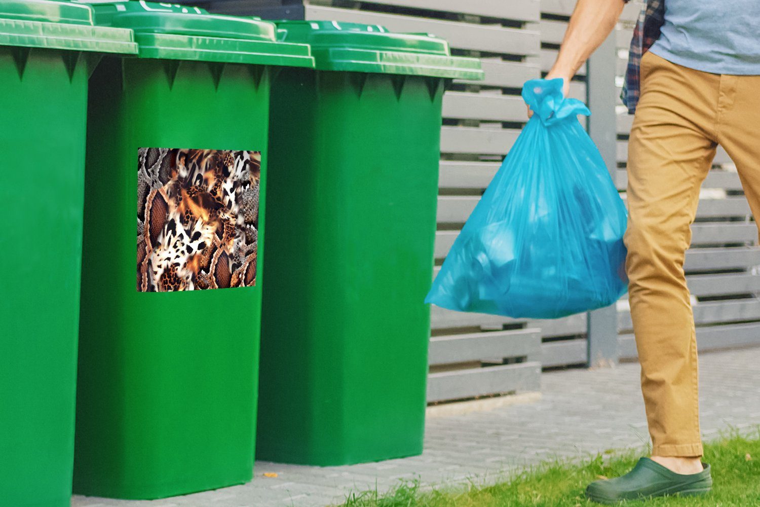 - Schlange Mülleimer-aufkleber, St), Mülltonne, Sticker, Tiere MuchoWow Pantherdruck Tierdruck - Abfalbehälter (1 - Wandsticker Container,