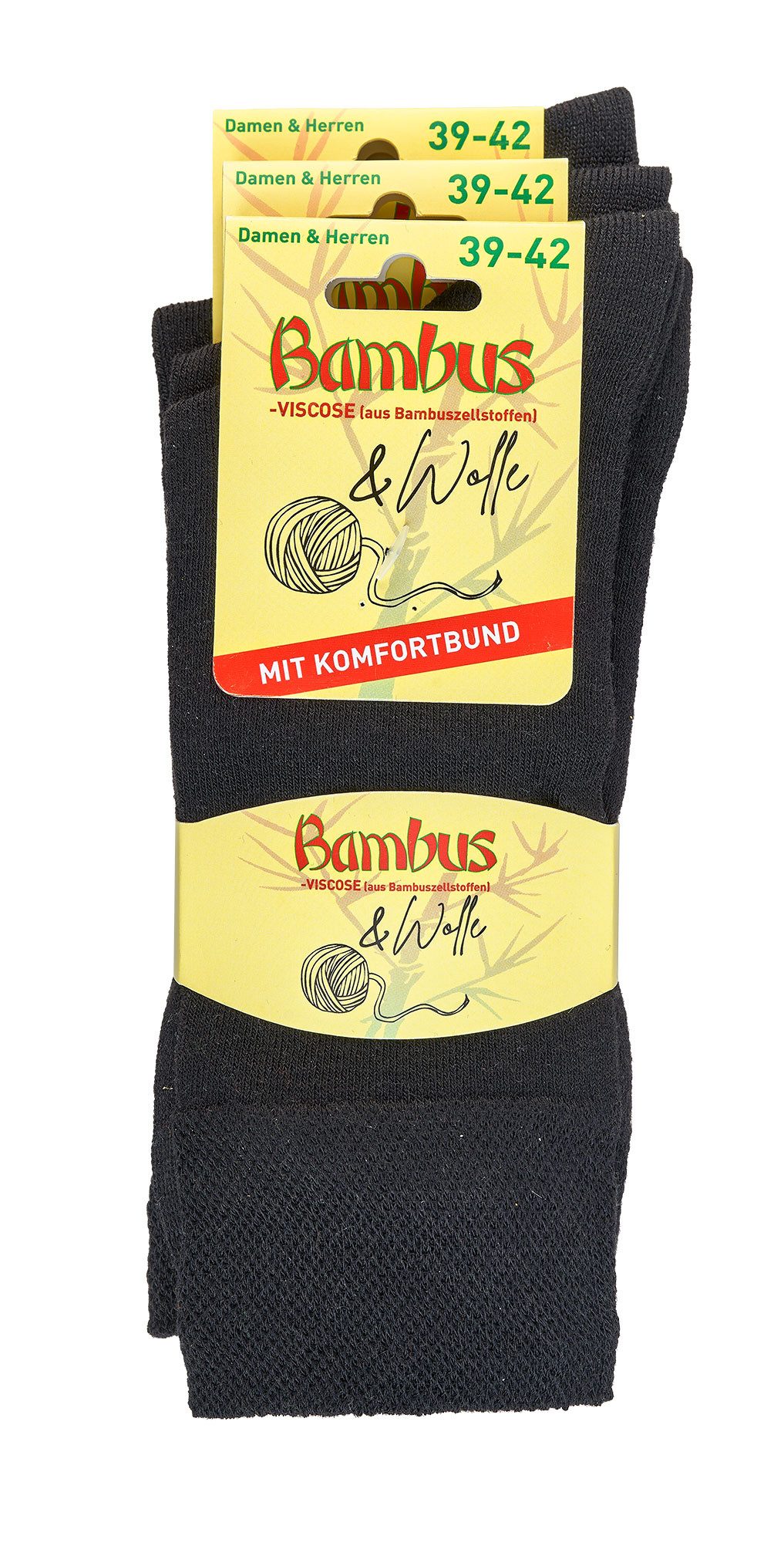 Wowerat Komfortsocken 3 Paar Bambus Wellnesssocken Viskose mit Wolle für Damen & Herren (3 Paar) – Bild 3 von 4