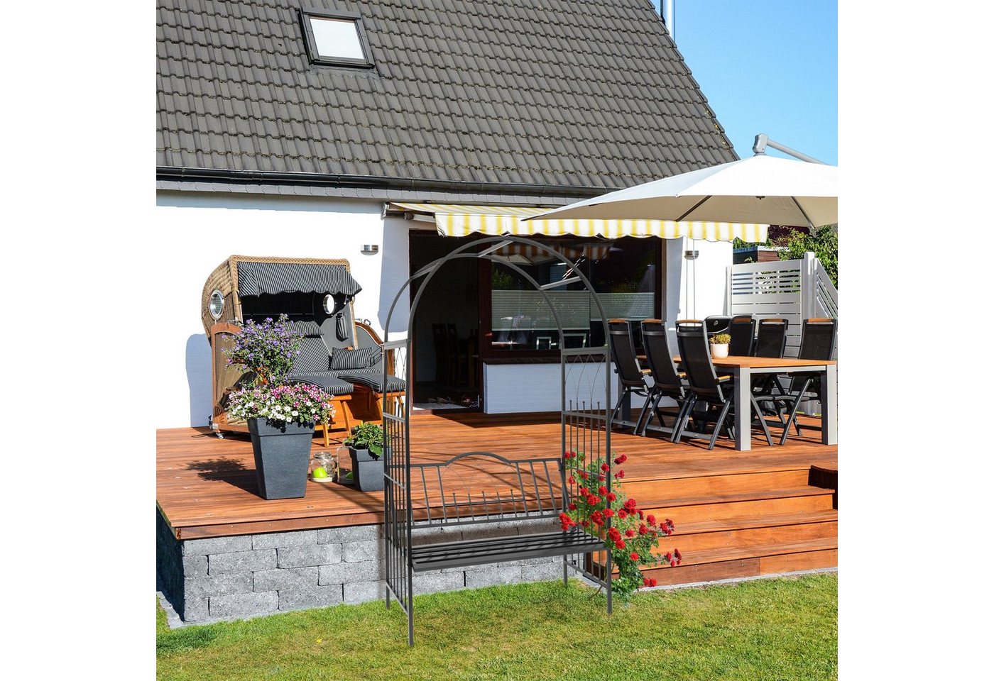 Thumbnail - relaxdays Rosenbogen mit Bank