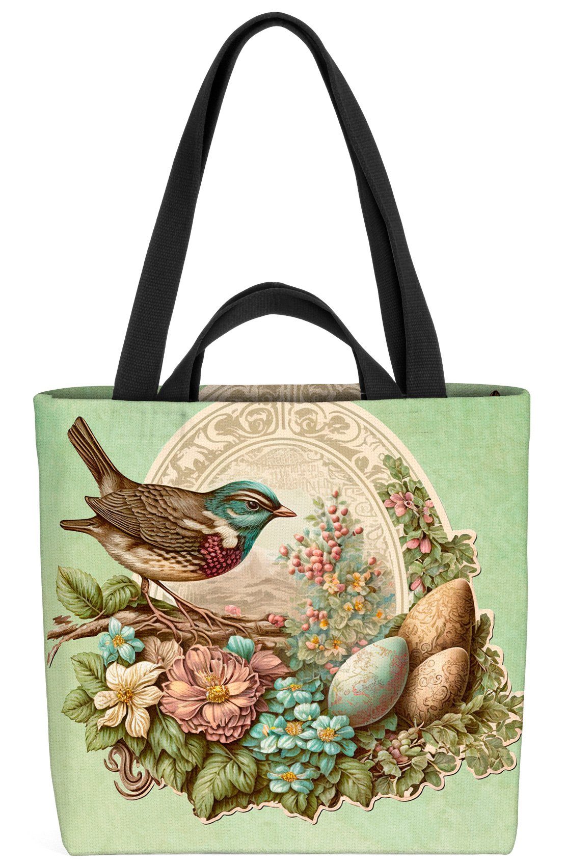 Shopper (1-tlg), Tasche Vogel Einkaufstasche Ostern Bag Ostern VOID Eier Blumen Henkeltasche