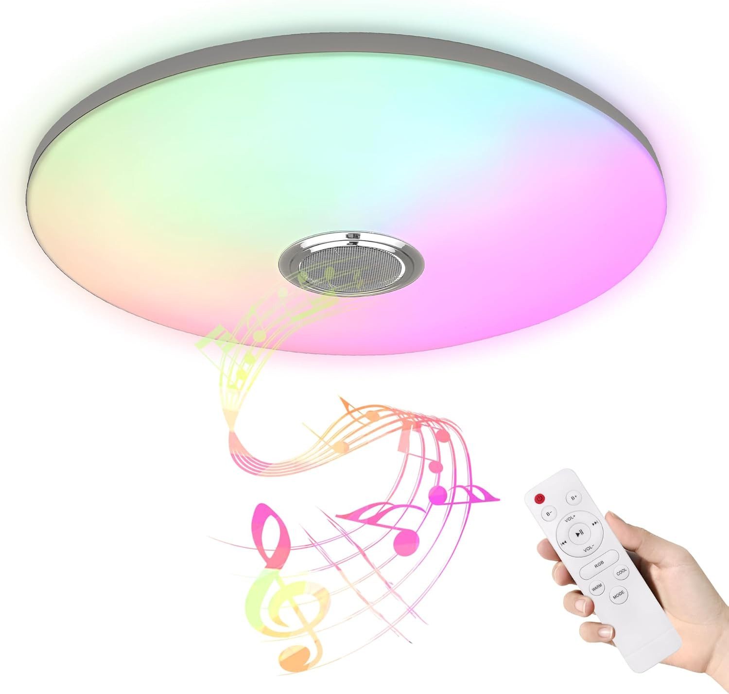 FIVMEN LED Deckenleuchte LED Deckenlampe 60W/72W Dimmbar mit Bluetooth Lautsprecher, LED fest integriert