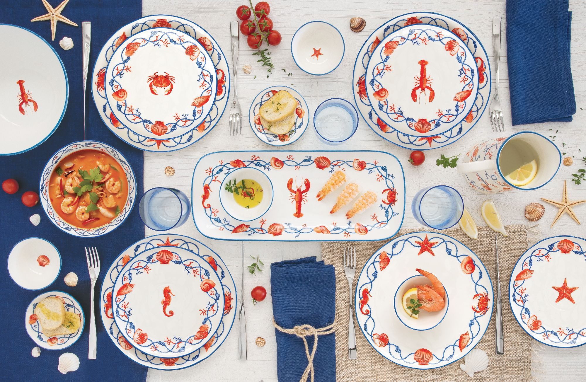 EasyLife Müslischüssel Cote de Mer, Porzellan, Spülmaschinengeeignet, Mehrfarbig, Meeresküste, H: 7cm