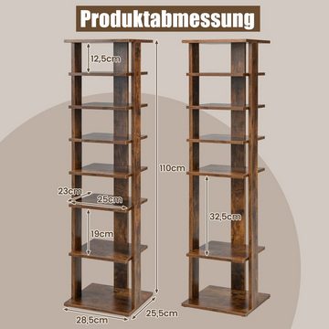 COSTWAY Schuhregal, schmal, höhenverstellbar, 8-stöckig, Holz, 110cm
