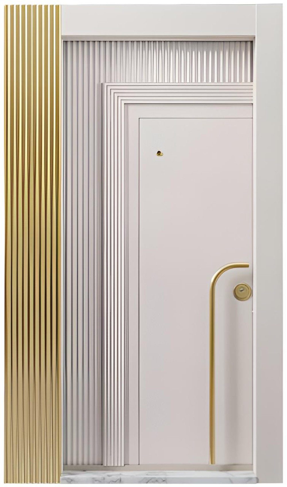 JVmoebel Haustür Weiß-Goldene Designer Eingangstür Metalltüren Hoteltüren, Made in Europa