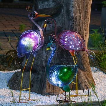 MARELIDA LED Dekoobjekt LED Solar Gartenfigur Flamingo 10 kaltweiße LED 48cm Lichtsensor rosa, kaltweiss (5300K bis 6000K)