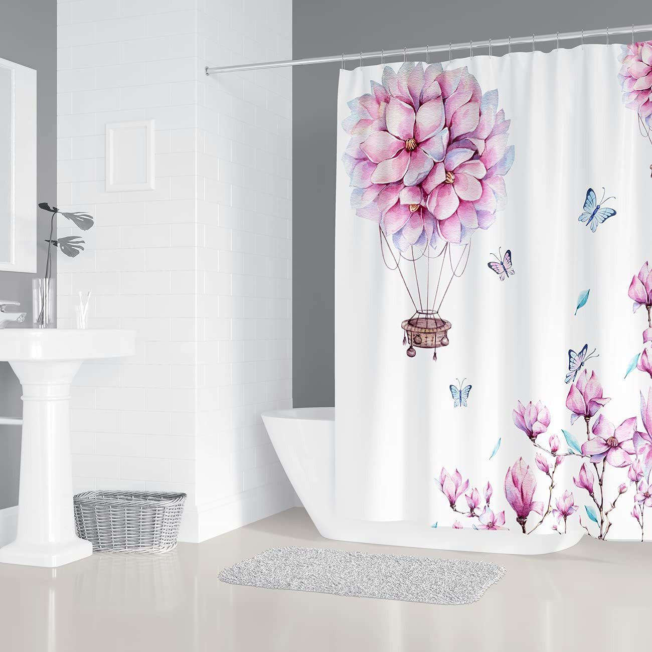 M&W DAS DESIGN Duschvorhang Shower curtains Anti schimmel Waschbar 180x200cm Kirschblüte