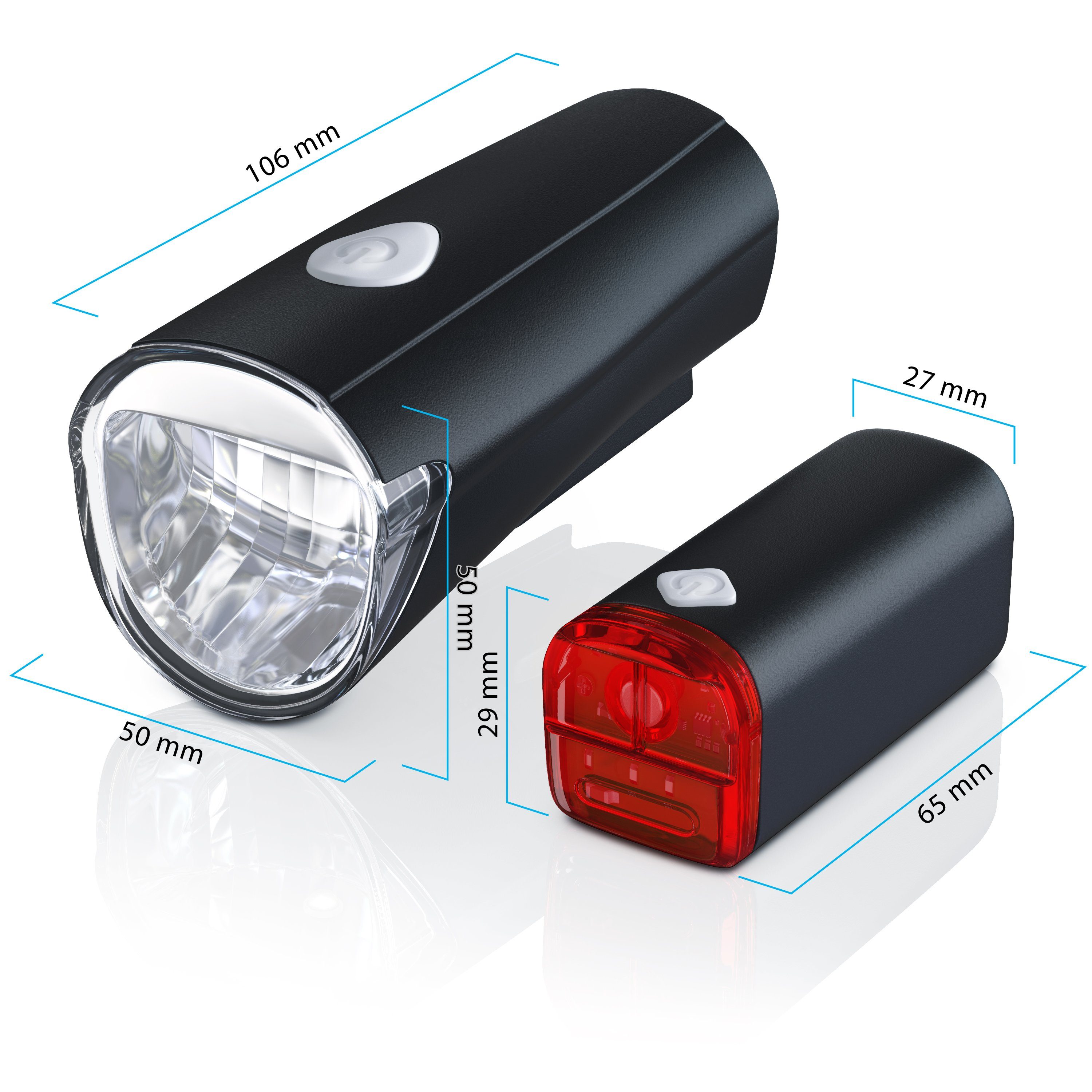 Aplic Fahrradbeleuchtung LED Fahrradlicht Set StVZO zugelassen, 30 Lux, Front & Rücklicht, Fahrradlampe, Fahrradlampenset, Rück & Frontlicht, batteriebetrieben