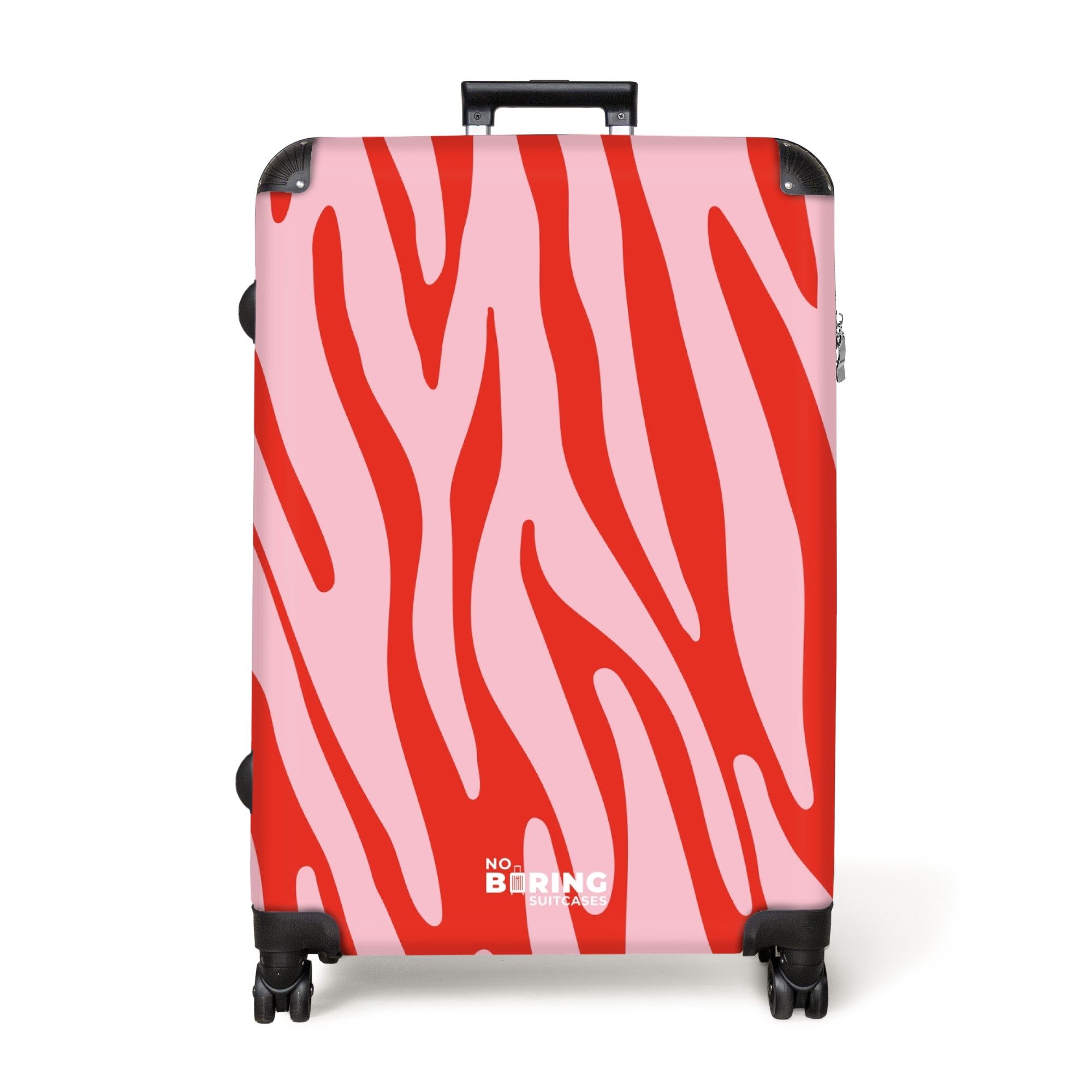 NoBoringSuitcases.com© Hartschalen-Trolley Rot mit rosa Zebramuster günstig online kaufen