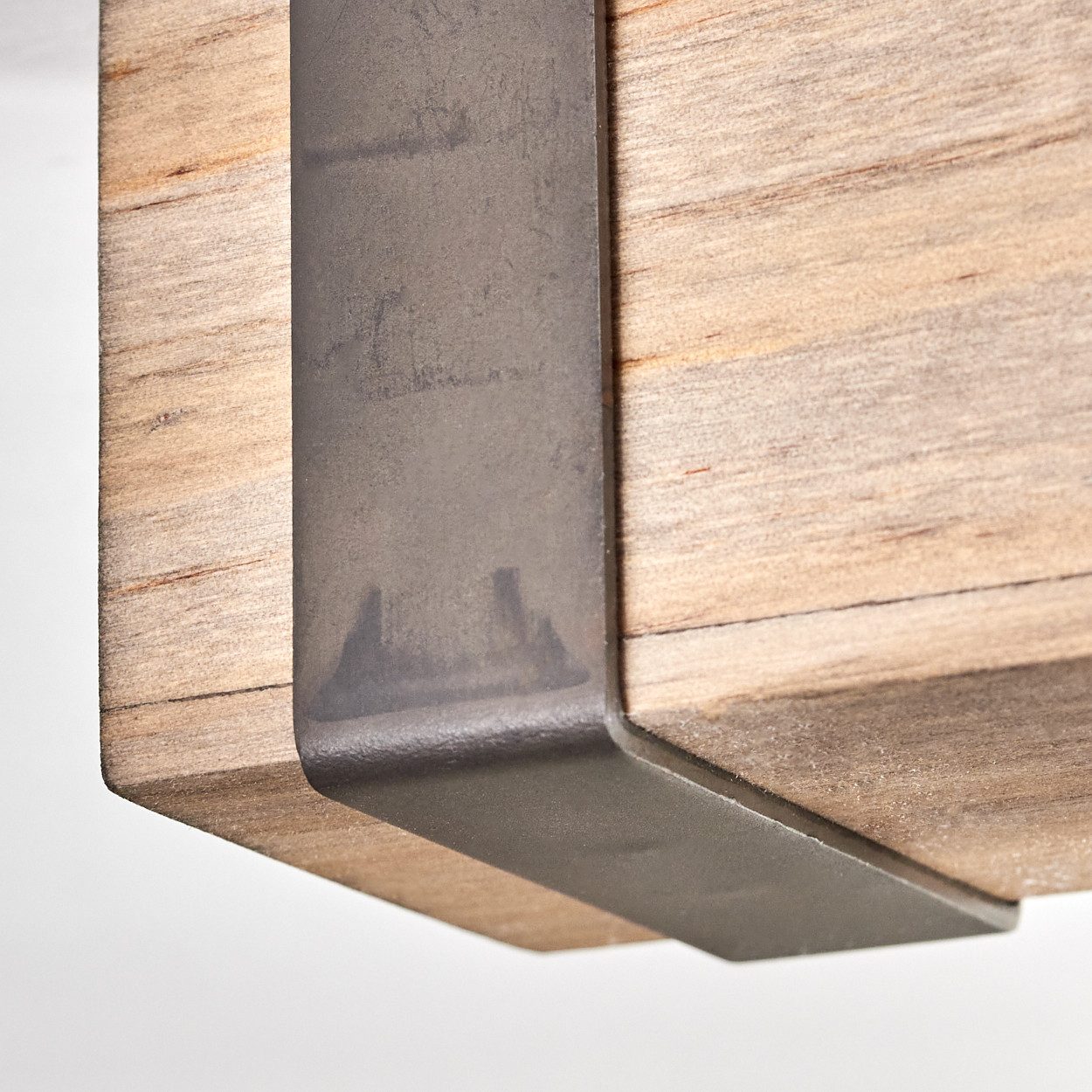 hofstein Deckenleuchte Deckenlampe verstellbar aus Metall/Holz in Grau/Naturfarben, ohne Leuchtmittel, Deckenleuchte im Industrial/Retro/Vintage-Design m. Holzbalken, 1xGU10