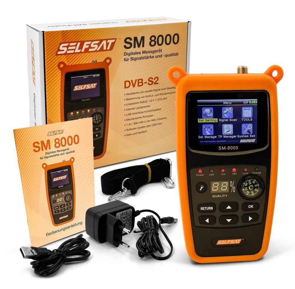 Selfsat Selfsat SM 8000 Camping Satfinder HD DVB-S + DVB-S2 8PSK SAT  Messgerät SAT-Kabel