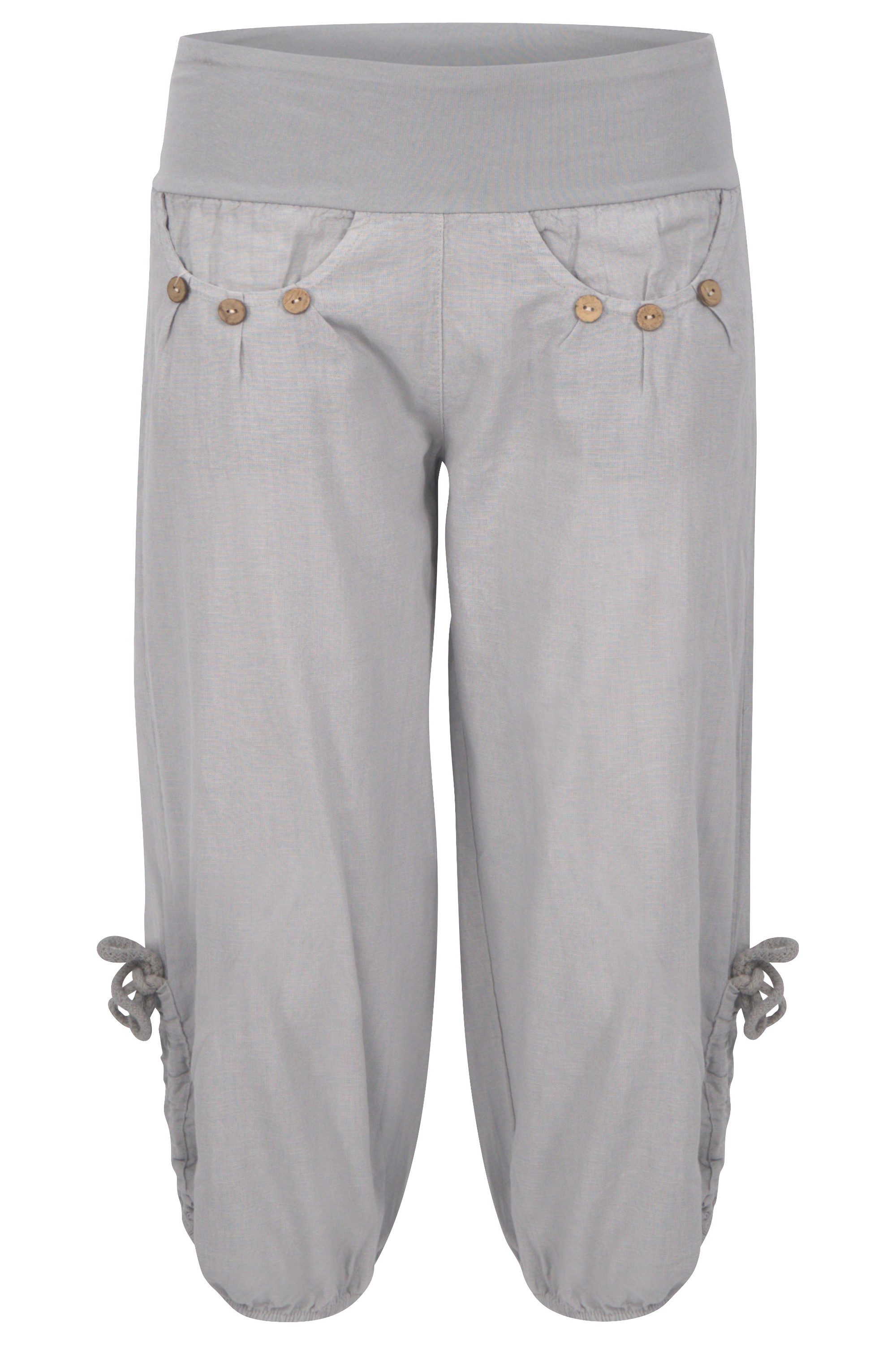 malito more than fashion Caprihose malito Damen Capri Hose aus Leinen, Stoffhose in Unifarben, Freizeit 3/4 Leinenhose