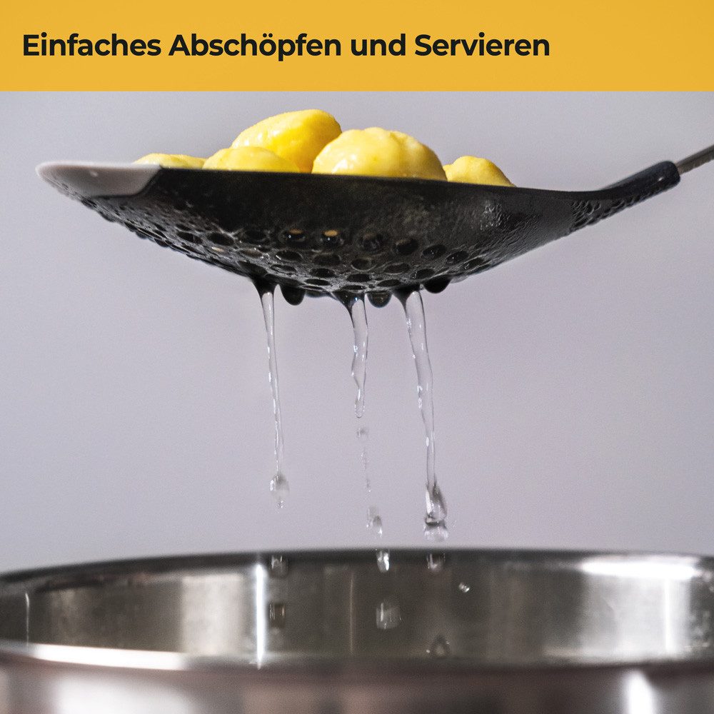 SILBERTHAL Schaumlöffel Abseihlöffel mit Messskala und Silikonlippe