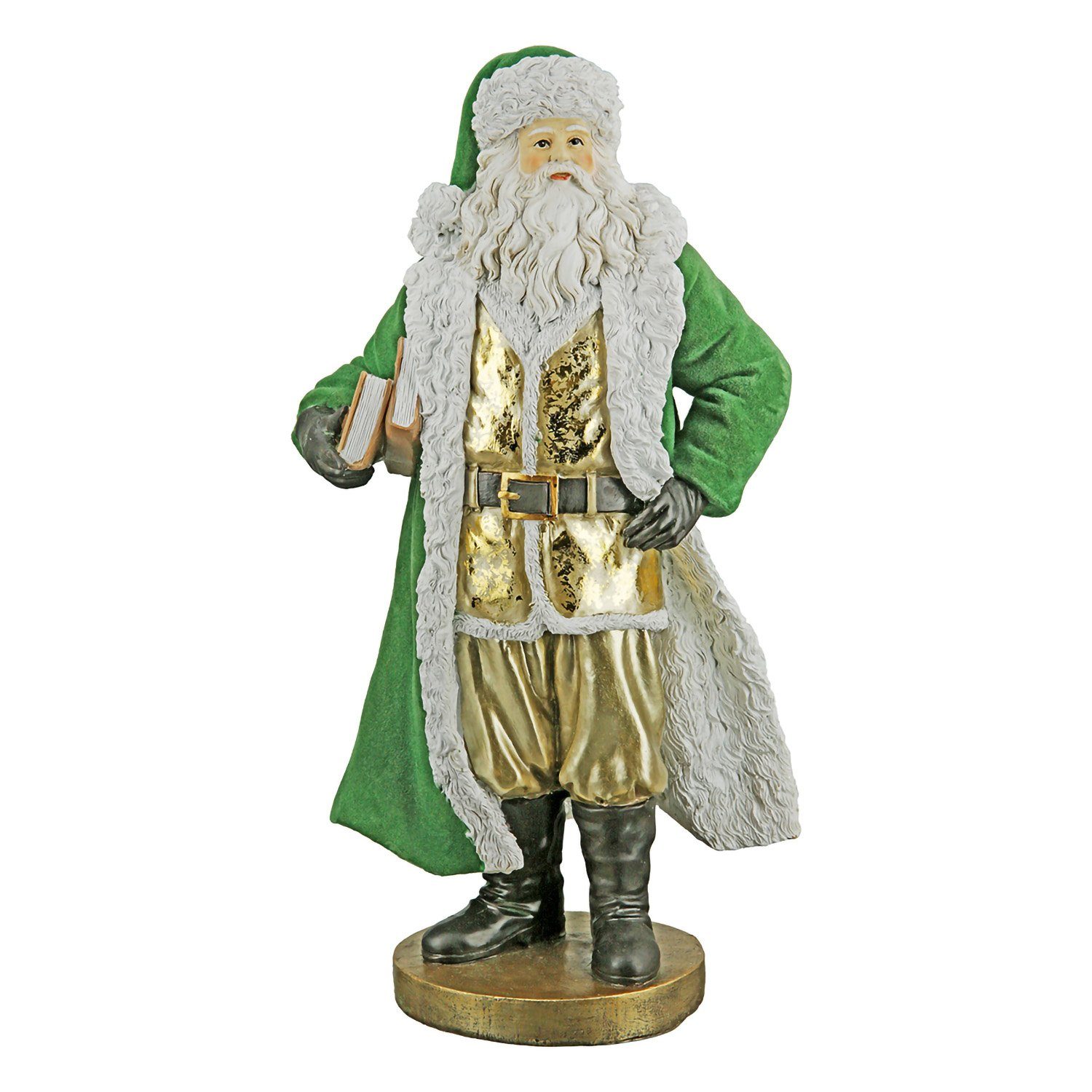 x H. GILDE - B. 18cm Rauschebart GILDE Dekofigur Figur gold-grün - 32,5cm Santa