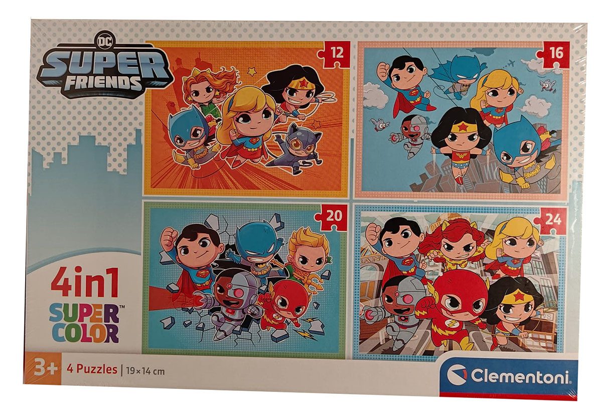 Clementoni® Puzzle Clementoni - 21520 Supercolor Puzzle 4 In 1 - DC Superfriends Set, 72 Puzzleteile