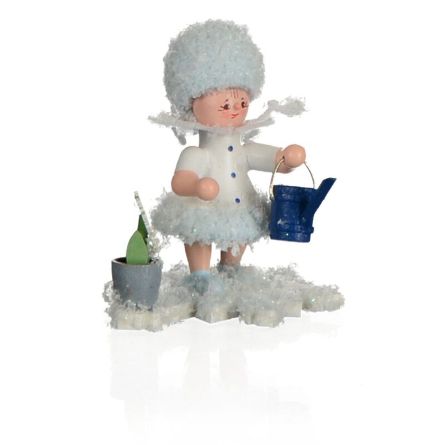 Kuhnert Sammelfigur Kuhnert Schneeflöckchen mit Gießkanne, Made in Germany, Erzgebirgische Holzkunst