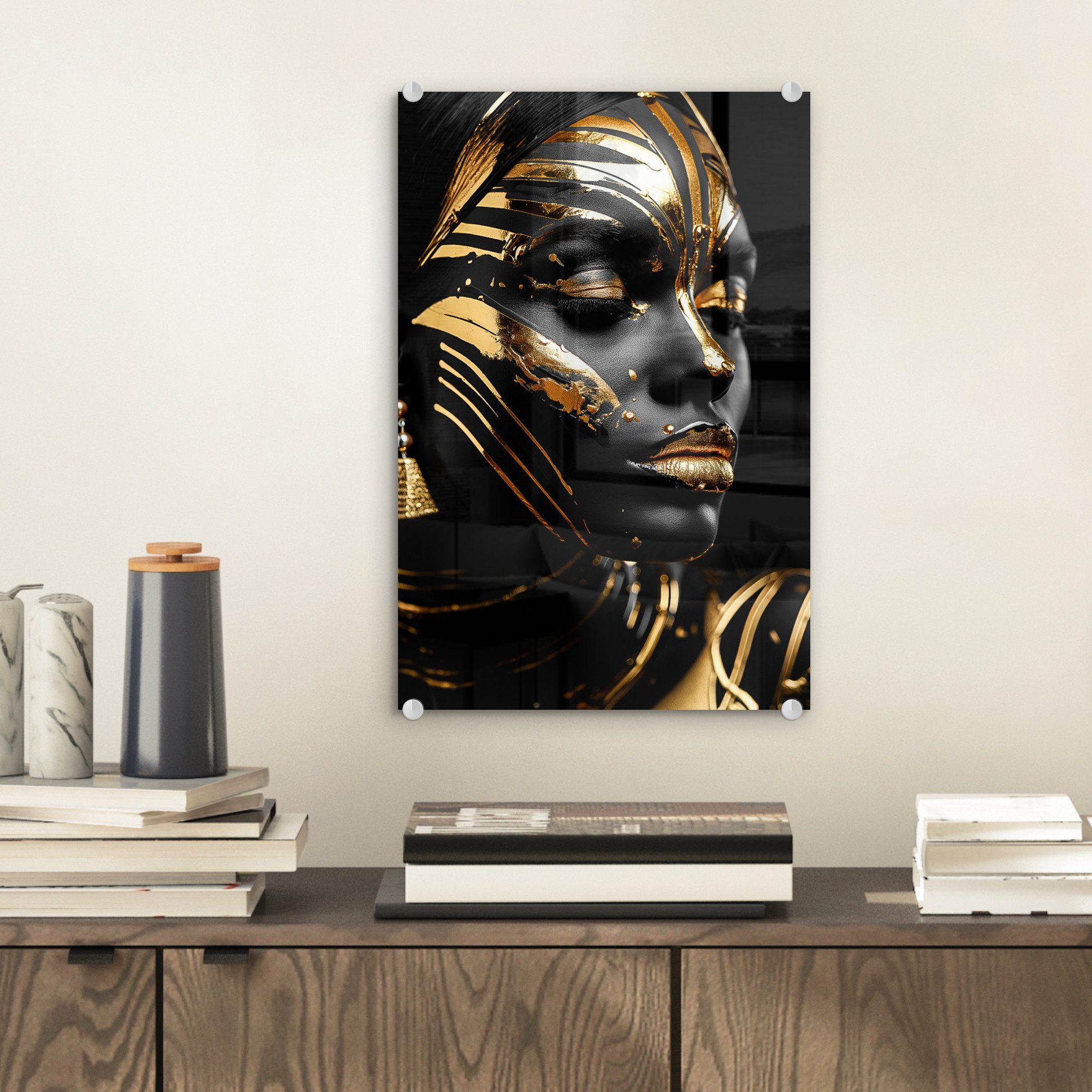 MuchoWow Acrylglasbild Frau - Gold - günstig online kaufen