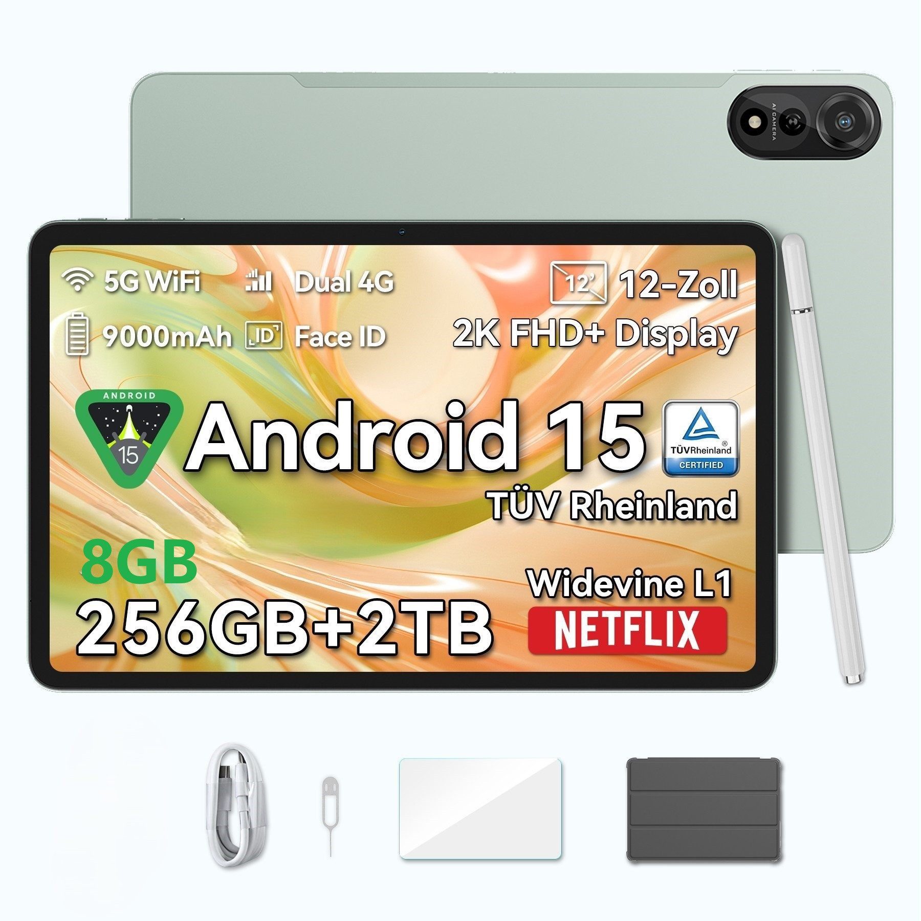 blackview 2026 Mega2 128/256GB 4G Android 15 2,4K Tablet (12", 128 GB, Android 15, 4G (LTE), 5G WiFi, 2.4K, Android 15, 9000mAh, 4G LTE, 128/256GB)