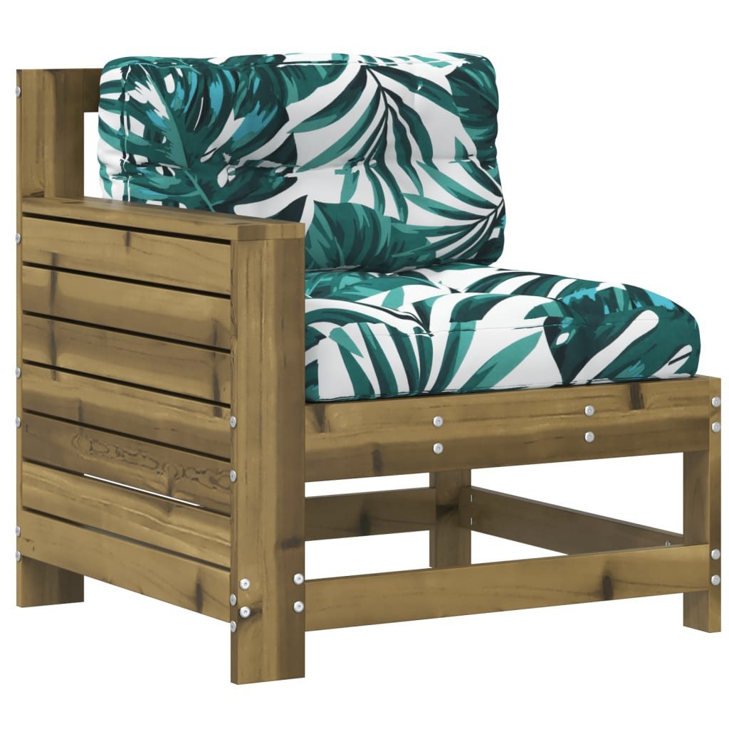 vidaXL Sofaelement Gartensofa mit Armlehne Kissen günstig online kaufen