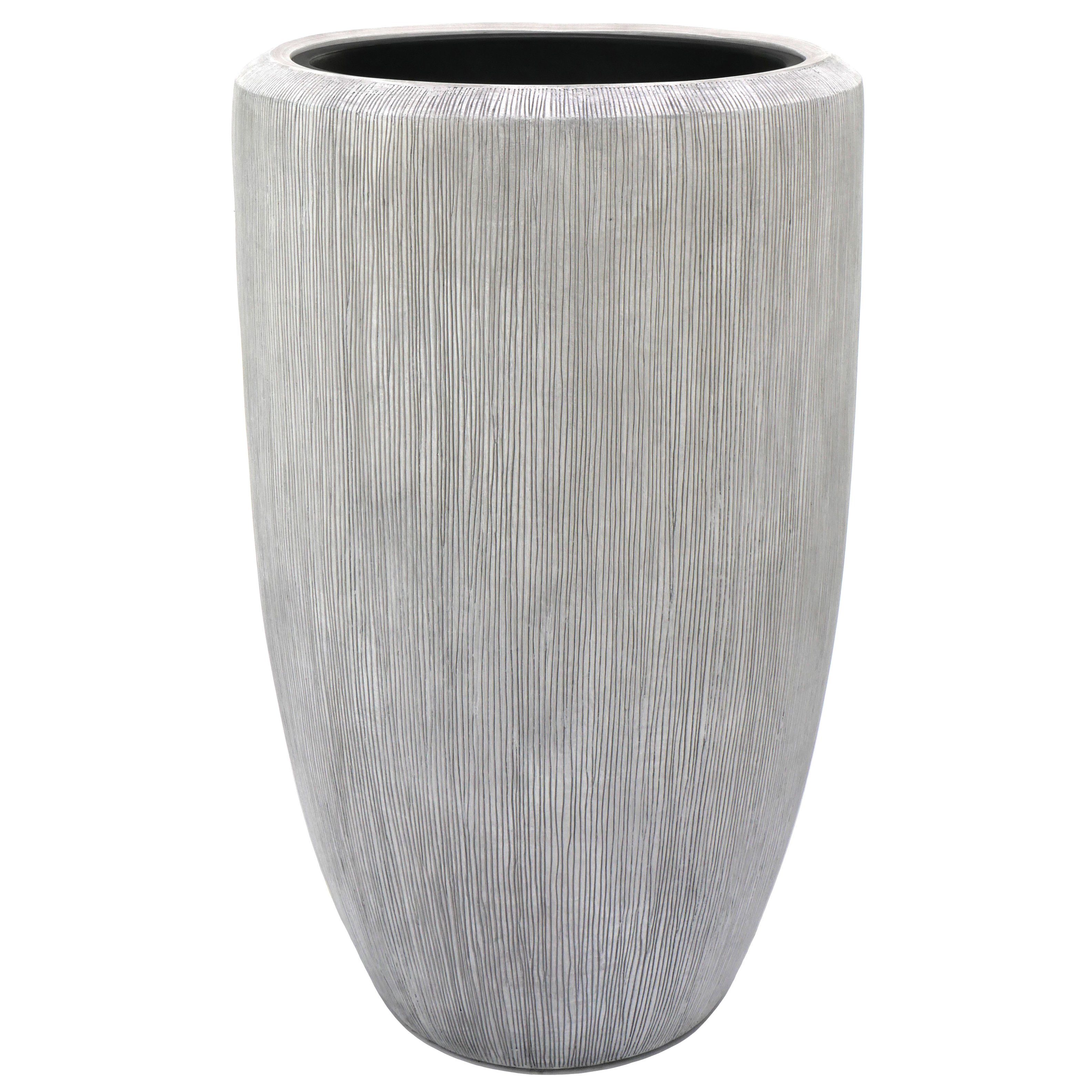 Flingora Bodenvase Norma, mit Einsatz - Fiberglas - Indoor & Outdoor - Grauweiß - Höhe 90 cm