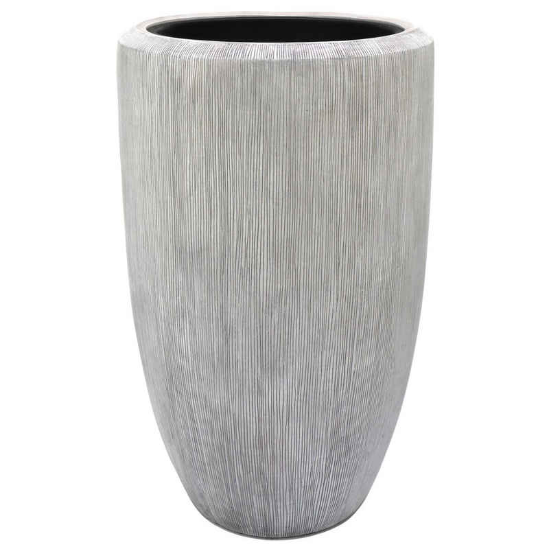 Flingora Bodenvase Norma, mit Einsatz - Fiberglas - Indoor & Outdoor - Grauweiß - Höhe 90 cm