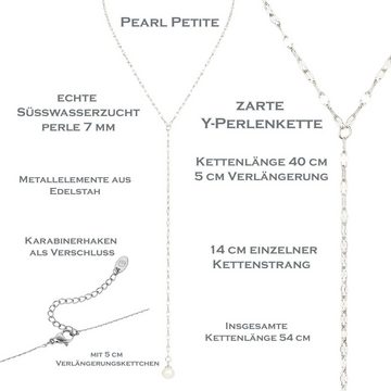 Célia von Barchewitz Perlenkette "PEARL PETITE" zarte Y-Halskette mit Perlenanhänger, 18k vergoldet, Länge von 40 - 45 cm verstellbar
