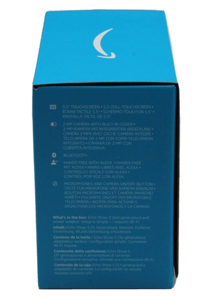 Amazon Echo Show 5 3. Generation 2023 Smart Speaker (WLAN (WiFi), Bluetooth, Bluetooth, mit Sprachsteuerung, Mikrofon- /Kamera-aus-Taste)