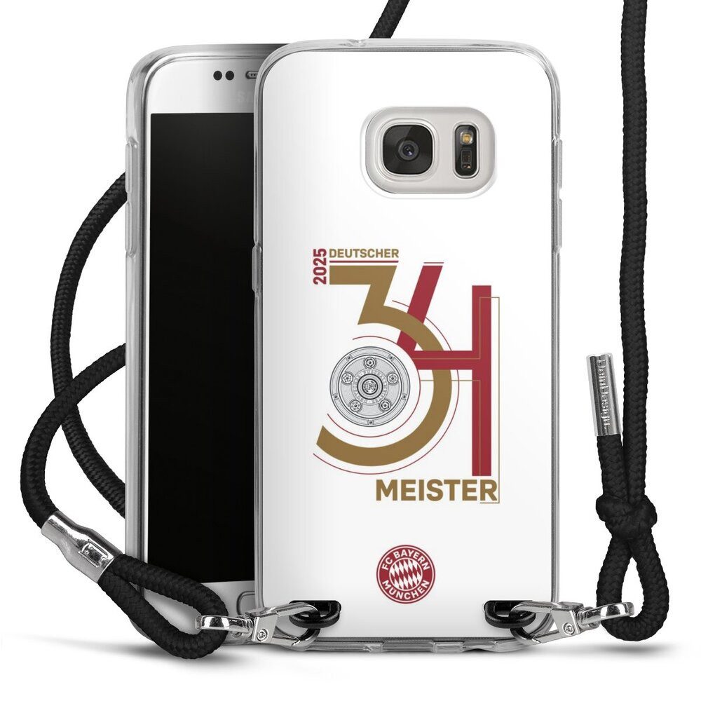 DeinDesign Handyhülle FC Bayern München Meister Offizielles Lizenzprodukt, Samsung Galaxy S7 Handykette Hülle mit Band Case zum Umhängen