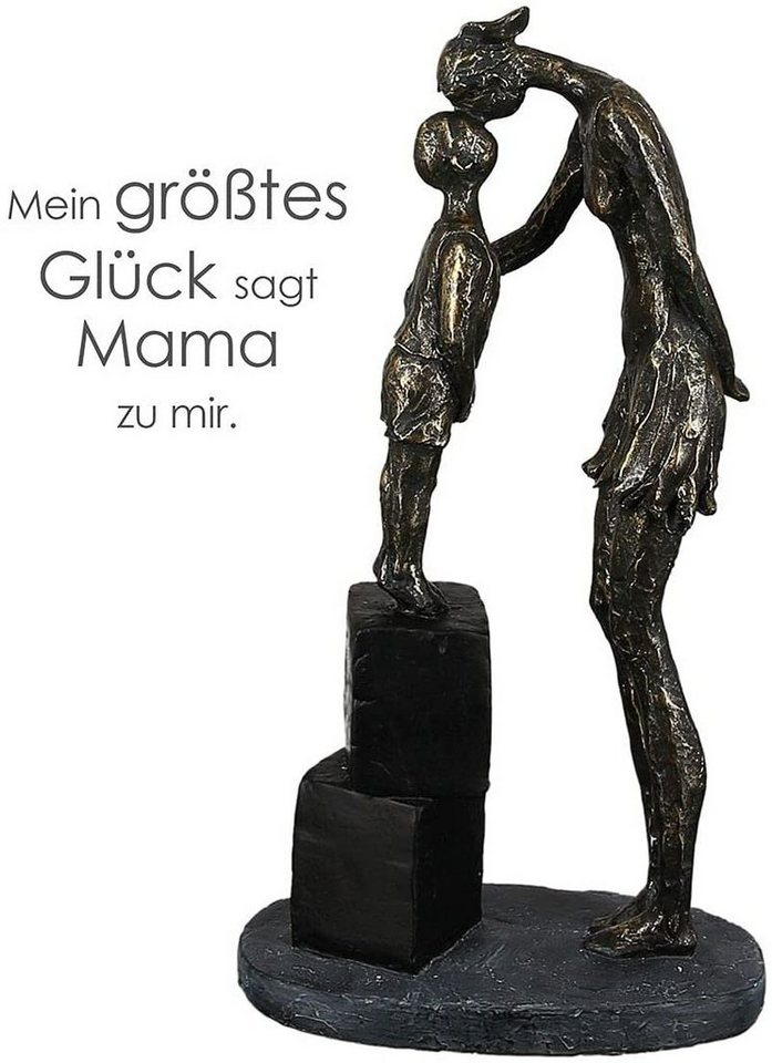 Brillibrum Dekofigur Skulptur Mutter mit Kind bronzefarben aus Polyresin  Dekofigur Geborgenheit Statue Elternliebe Kindheit Geschwister Liebe