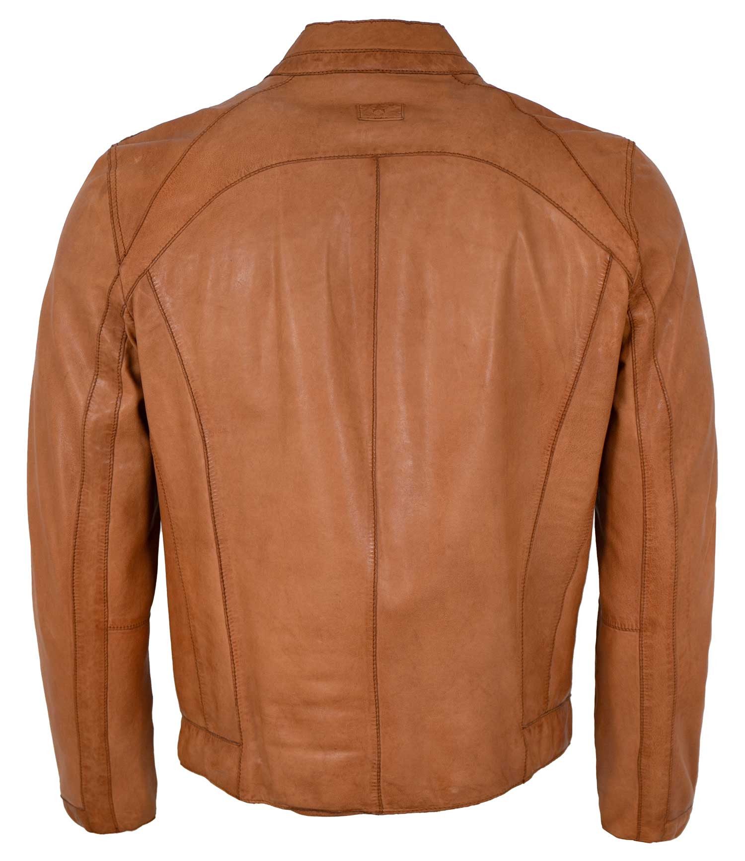 Milestone Lederjacke MSWinston Milestone - Herren Lederjacke Lammnappa gebranntes orange