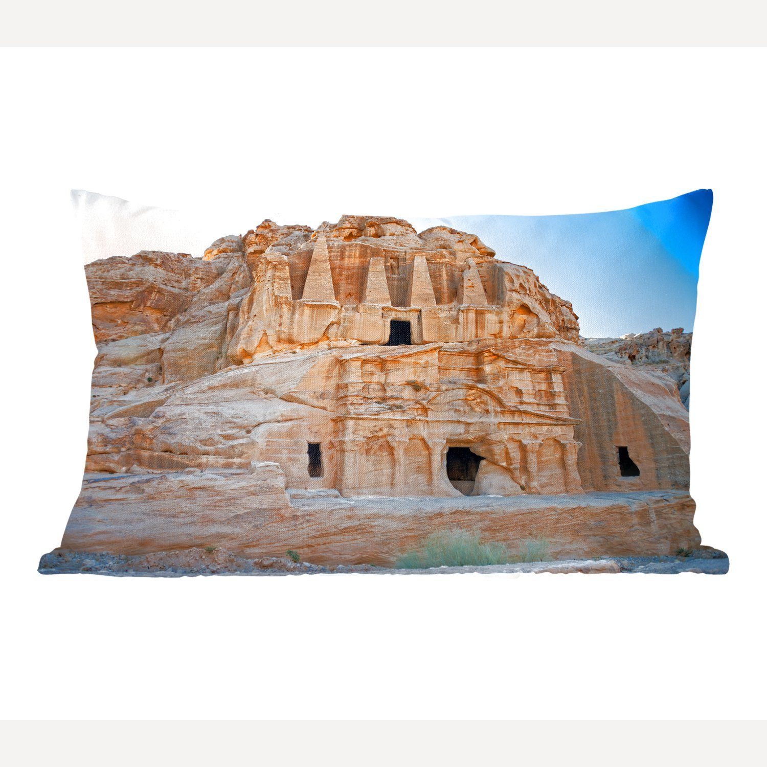 MuchoWow Dekokissen Gräber Füllung, mit antiken Petra des Jordanien, Schlafzimmer Wohzimmer Zierkissen, Dekoration, Dekokissen
