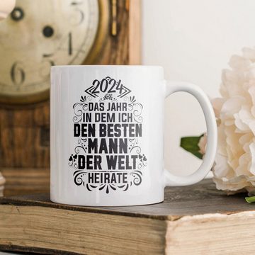 22Feels Tasse Verlobte Geschenk Frauen Verlobung Verkünden Hochzeit 2024 Heiraten, Keramik, Made in Germany, Spülmaschinenfest